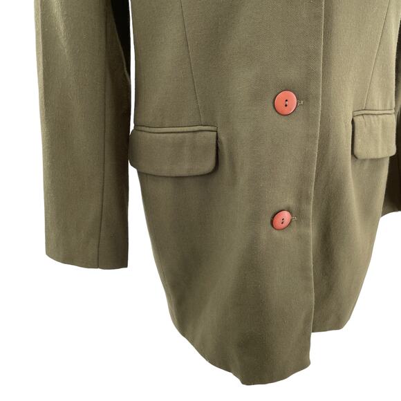 Vintage David Benjamin Army Green Notched Collar Long Classic Retro Blazer Sz 12 - Picture 5 of 16